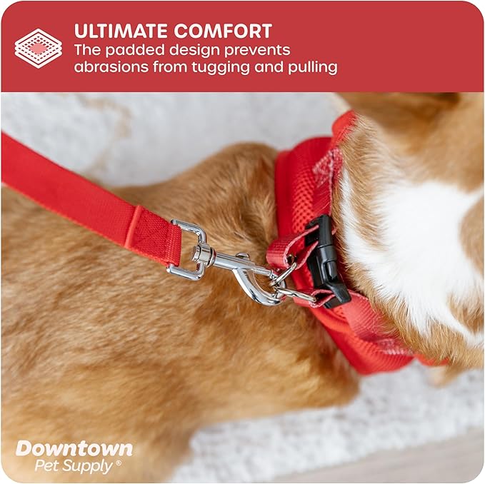 Downtown Pet Supply Step-in Dog Harness – No Pull, Adjustable Padded Mesh with Reflective Trim, Secure Buckle Strap – Comfortable & Breathable Small Dog Harness, Small, Red