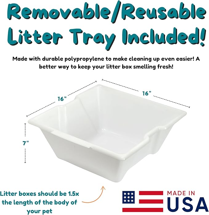 Good Pet Stuff Hidden Litter Box Planter, Decorative Cat Litter Enclosure with Carbon Filter, Artificial Plant, Easy Clean, Indoor Design, Courtyard Square Style, Essentials Kit, Black Suede