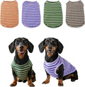 Dog Clothes, Stripe Dogs Shirts for Small & Medium Breeds, Pet Tank Top, Breathable Waffle Fabric Puppy Outfit, Shirt for Chihuahua, Yorkie, Dachshund, Corgi (4Pack, XSmall)