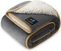 Luciphia Waterproof Pet Blanket, Liquid Pee Proof Dog Blanket for Sofa Bed Couch, Reversible Sherpa Fleece Furniture Protector Cover for Small Medium Large Dogs Cats, Grey+Beige Medium（57" x 40"）