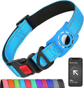 Airtag Dog Collar with AirTag Holder for Large Dogs, Reflective, Soft Padded & Safety Locking Buckle, Nylon Pet Collars Adjustable for All Breeds, SkyBlue,XL