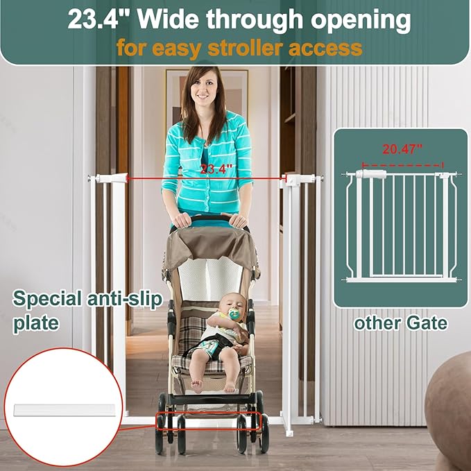 40.55" Tall, 45.86-53.74 Inch Wide, 1.37" Ultra Narrow Spacing Dog Pet Baby Gate Indoor for Doorway Hallway, Pressure Mounted 46 47 48 49 50 51 52 53 Inches Wide