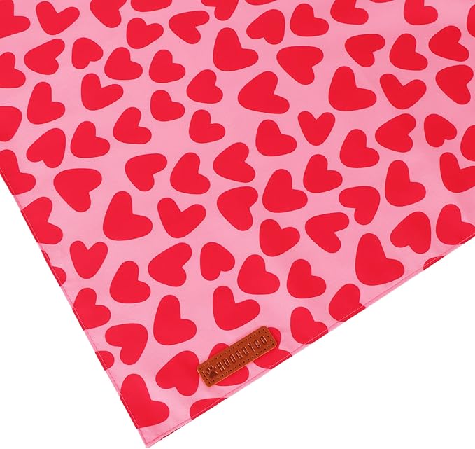 ADOGGYGO Valentine Dog Bandana 2 Pack, Reversible Red Pink Heart Pet Scarf Bib, Adjustable Fit Valentine Bandanas for Extra Large Dogs (X-Large)