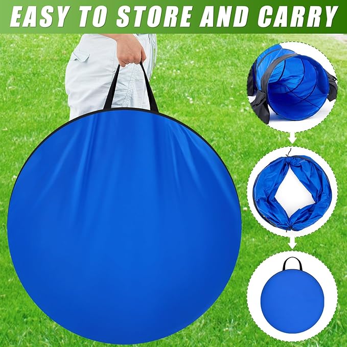 28 in 10 Foot Blue Extra Large Dog Agility Tunnel with Sandbags Dogs Agility Training Equipment Tunnel with 3 Pack Sandbags Carry Bag and 4 Ground Spikes for All Medium and Large Dogs