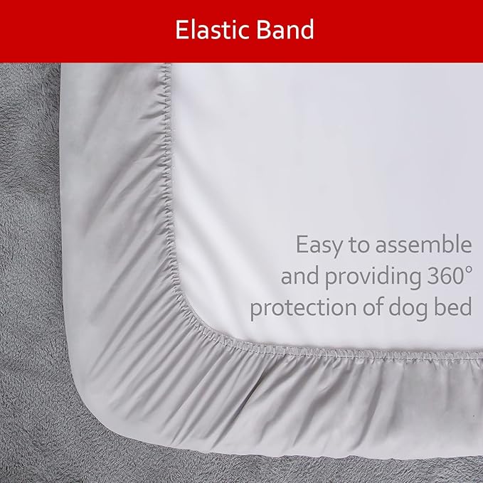 Waterproof Dog Bed Covers Replacement Washable Pet Hair Easy to Remove, Noiseless Quilted Puppy Pet Bed Cover Lovely Grey Star Print 35x44 Inches, for Dog/Cat, Cover Only