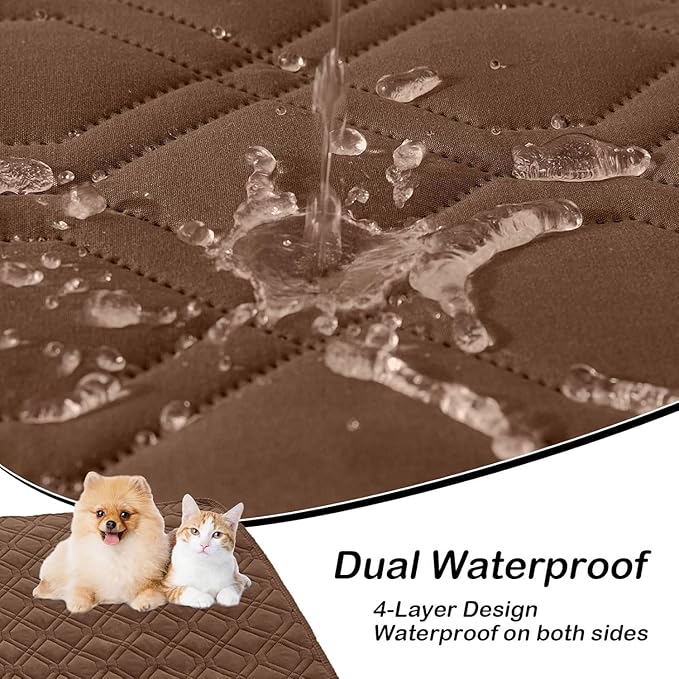 hyha Waterproof Dog Bed Blanket, Soft Pet Blankets, Waterproof Couch Cover for Dogs, Reversible Sofa Covers Washable for Furniture (52x82 Inch, Brown/Beige)