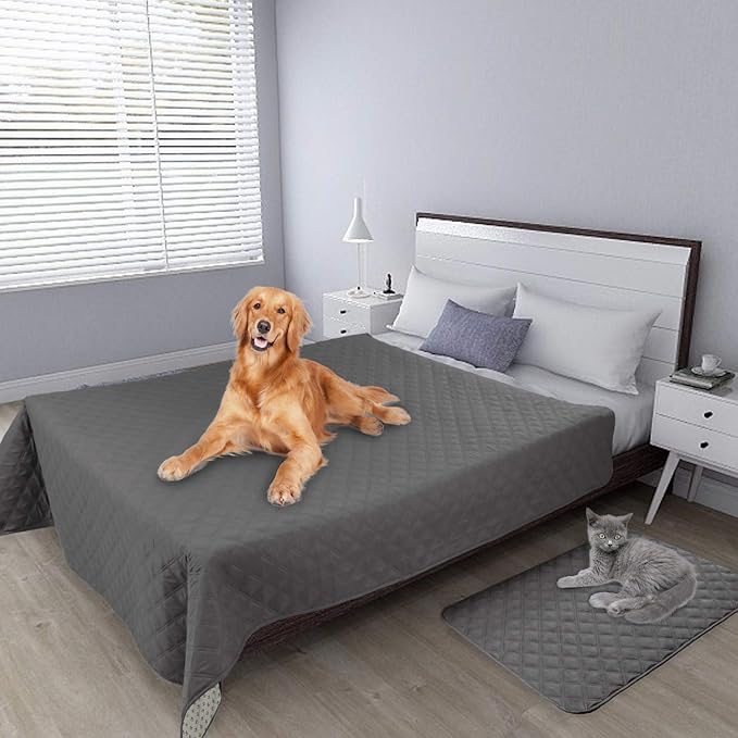 Easy-Going 100% Waterproof Dog Bed Cover, Non-Slip Pet Blanket for Furniture, Washable Couch Cover, Repleasement Sofa Cover (96x82 in,Gray)