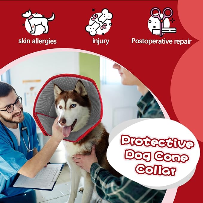 Dog Cone for Large Dogs After Surgery, Soft Dog Cone Collar for Dogs to Stop Licking, Adjustable Comfy E-Collar Alternative Lightweight Post-Surgery Recovery Elizabethan Collar for Pet