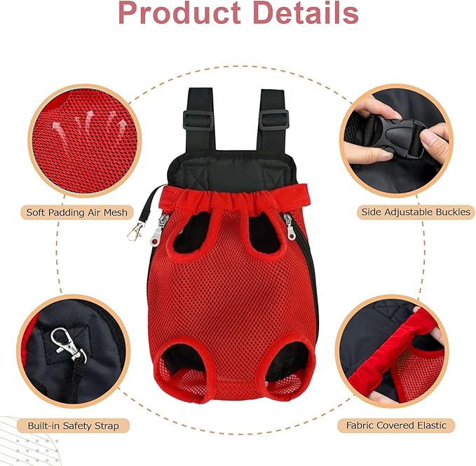 Dog Carrier Backpack, Adjustable Puppy Front Carrier Backpack, Ventilated Dog Chest Carrier for Hiking Camping Travel, Sling Bag for Small Medium Dog Cat Rabbit Puppies, Suit 13-15 lbs (Beige, XL)