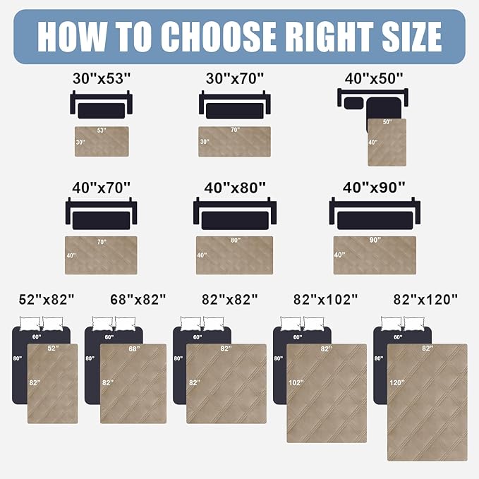 Smiry Waterproof Dog Bed Cover Blanket 52x82, Soft Reversible Pet Blanket, Washable Leakproof Cats Dogs Couch Cover for Sofa, Couch, Furniture, Taupe/Taupe