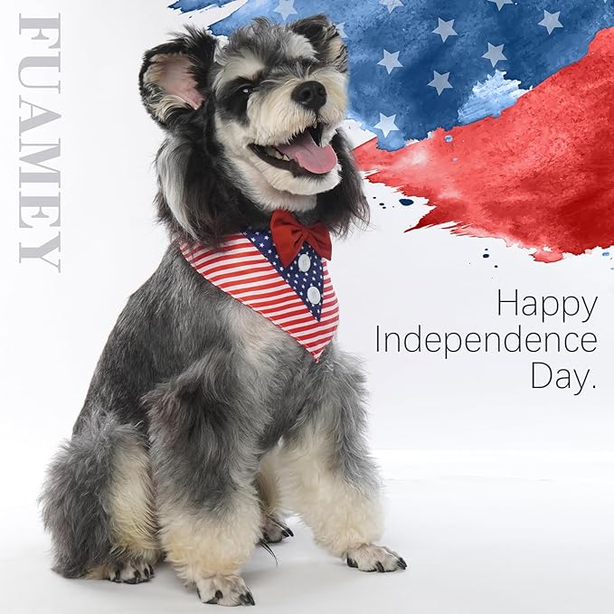 FUAMEY Dog Tuxedo American Flag for Large Dogs,Dog Formal Suit Dogs Attire Pet Bow Tie Puppy Party Costumes Cat Tux Outfits Pets Bandana Cosplay Adjustable Bowties 4th of July Independence Day L