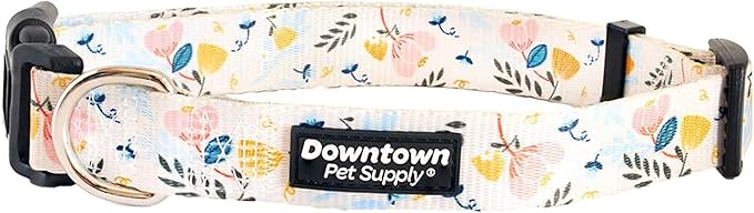 Downtown Pet Supply - Best & Fancy Dog Collar - Lightweight Adjustable with Quick Buckle & D-Ring - Hand Wash Safe - Floral - Large