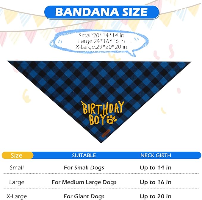 EXPAWLORER Dog Birthday Party Supplies - Dog Birthday Bandana Scarf and Party Hat with Numbers Boy Girl Pet Bow Tie, Cute Outfit for Small Medium Large Dogs (Small)