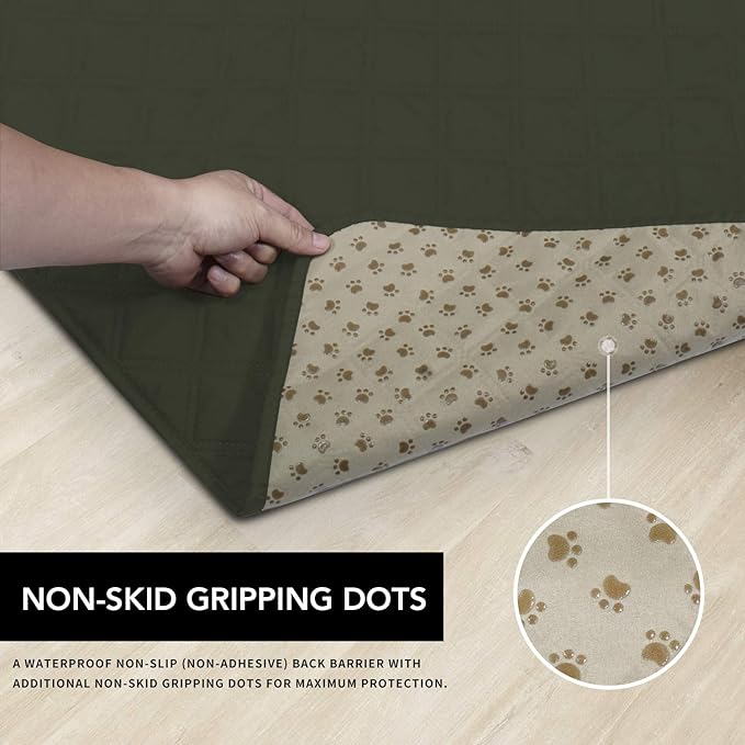 Easy-Going 100% Waterproof Dog Bed Cover, Non-Slip Pet Blanket for Furniture, Washable Couch Cover, Repleasement Sofa Cover (86X82 in,Dark Green)