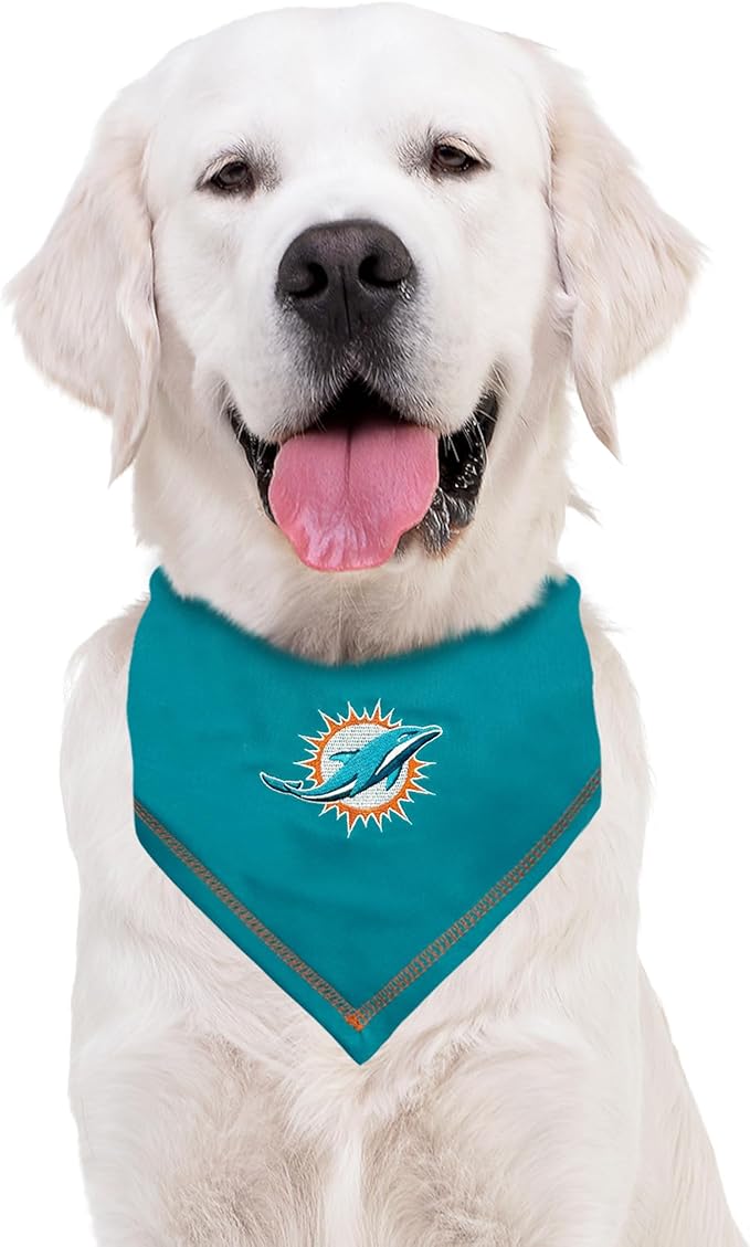 Pets First NFL Miami Dolphins TIE Bandana, Small/Medium. Dog Bandana Scarf Bib for Pet Cat Dog. The Ultimate Game-Day, Party Bandana