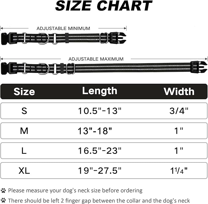 Martingale Dog Collar, Adjustable Nylon Reflective Collar with Buckle No Pull Dog Collar for Small Medium Large Dogs (Black M)