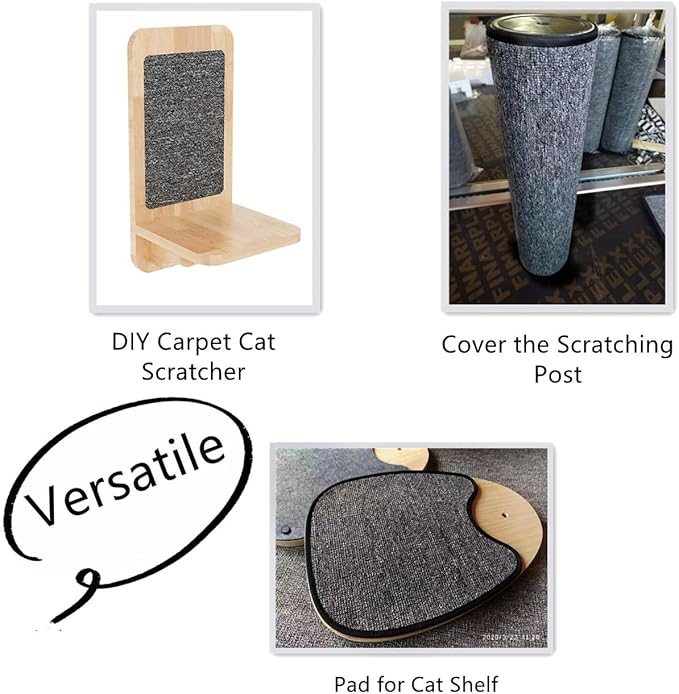 SHENGOCASE 78.7"x15.8" Trimmable Self-Adhesive Carpet Mat Pad Replacement for Cat Tree Shelf Shelves, Cat Wall Furniture Steps, Carpet Scratching Post Scratcher Couch Protector (White)