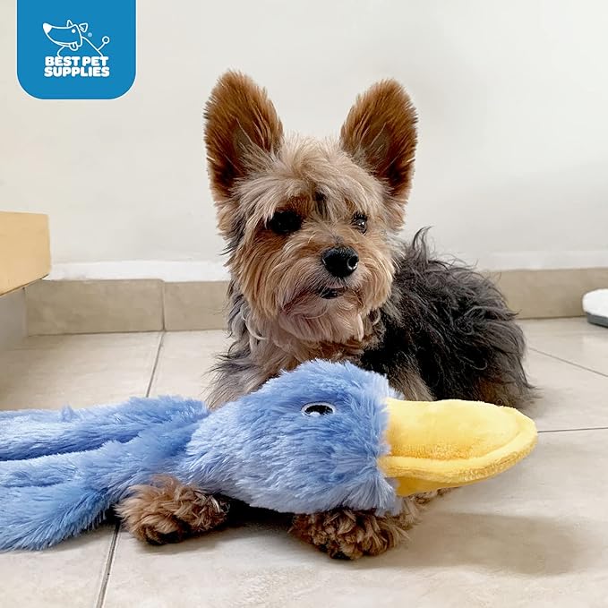 Best Pet Supplies Interactive Squeaky Dog Chew Toy, Ideal Dog Toys for Chewers, Small, Medium & Large Dogs, and Fetch Lovers - Crinkle Duck (White), Large