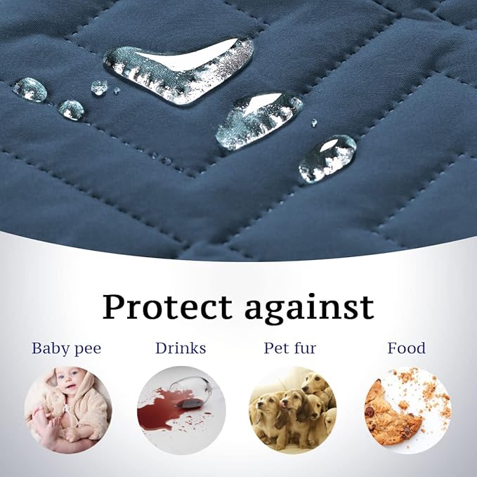 H.VERSAILTEX Reversible Sofa Slipcover Furniture Protector Water Resistant 2" Elastic Straps Sofa Cover Couch Covers Pets Kid Fit Sitting Width Up to 78" (Oversized Sofa: 86" x 132", Dark Blue/Beige)