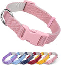 Dynmeow Soft and Breathable Cotton Dog Collar, Durable Adjustable Female Girl Pet Collar with Quick-Release Buckle, Lightweight for Sensitive Skin for Small and Medium Dogs, Pink, S