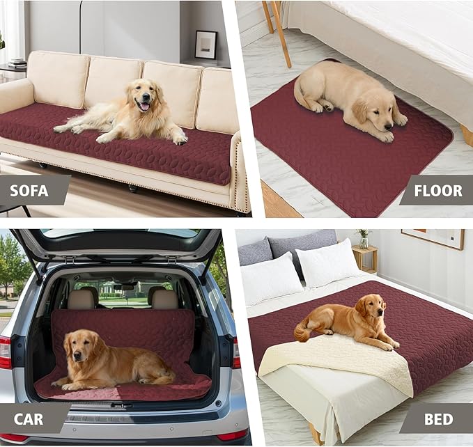 Ameritex Pet Bed Cover Dog Bed Blanket for Sofa and Furniture Waterproof New Pattern Design (52x82 Inch, Burgundy)