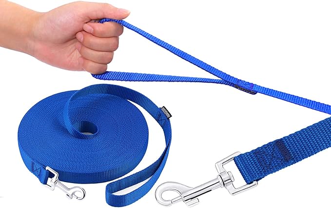 AMAGOOD Long Dog Leash for Training 15FT 20FT 30FT 50FT 100FT Long Dog Lead for Medium and Small Dogs Training,Tie Out,Play,Camping(15feet, Blue)