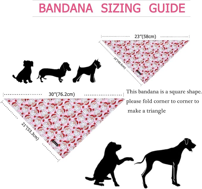 ARING PET Christmas Dog Bandanas, Pink Santa Claus Holiday Pet Bandana Scarf Triangle Bibs for Puppy Small Medium Large Boy Girl Dogs Cats-S