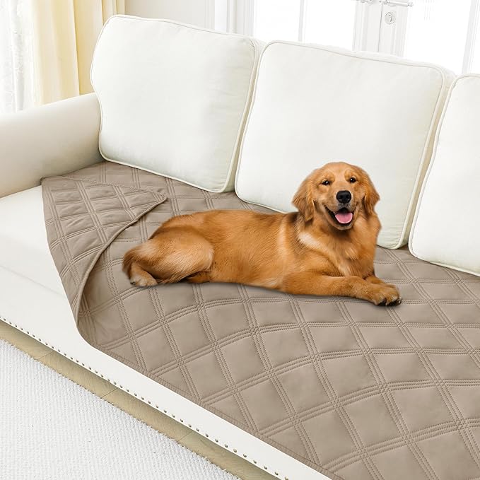 Smiry Waterproof Dog Bed Cover Blanket 40x70, Soft Reversible Pet Blanket, Washable Leakproof Cats Dogs Couch Cover for Sofa, Couch, Furniture, Taupe/Taupe