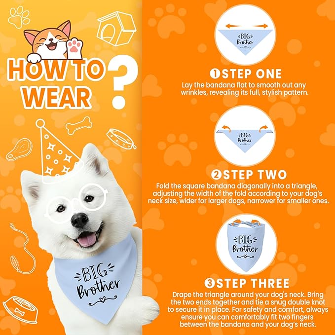 Big Brother Dog Bandanas, Pet Dog Triangle Scarf for Small Medium Large Pet, Baby Announcement Dogs Bandana Pets Scarf (Big Brother)