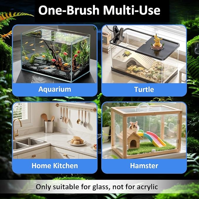 Fish Tank Cleaner with Five Sided Sponge Brush and Long Handle Aquarium Scrubber Alage Scraper for Glass Aquariums Terrarium Home Kitchen(3Pack)