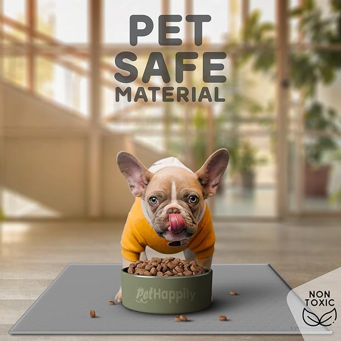 Dog Food Mat - 24x15 Raised Edges Dogs Mat for Food and Water Prevent Spill, Waterproof Cat Food Mats Protect Floors, Easy Clean Dog Bowl Mats for Food and Water, Silicone Pet Feeding Placemats