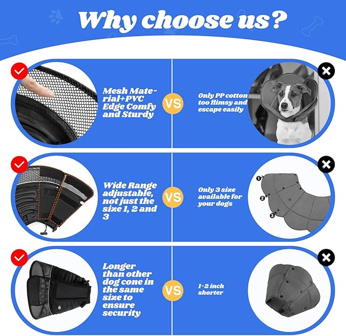 Inflatable Dog Cone for Dogs After Surgery,Soft Adjustable Elizabethan Collar for Medium Dogs,2-in-1 Dog Cone with Detachable Shield,Anti-Anxiety Comfortable Pet E-Collar Prevents Licking Wounds(M)