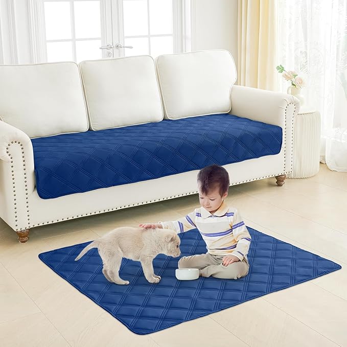 Smiry Waterproof Dog Bed Cover Blanket 40x70, Soft Reversible Pet Blanket, Washable Leakproof Cats Dogs Couch Cover for Sofa, Couch, Furniture, Navy/Blue