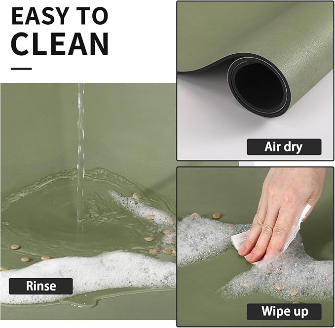 Dog Food Mat - Absorbent Cat Mat for Food and Water, No Stains Pet Feeding Bowl Mat, Easy to Clean Pet Placemats, Quick Dry Dog Water Dispenser Mat for Messy Drinkers | Paw Green 18"x 28"