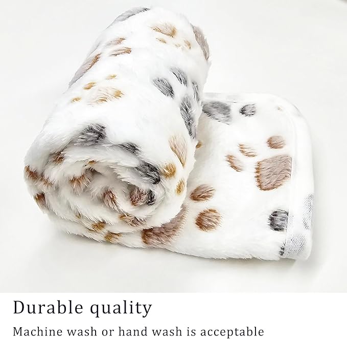 1 Pack 3 Blankets Super Soft Fluffy Premium Fleece Pet Blanket Flannel Paw Printed Throw for Dog Puppy Cat (Small 23x16'', Purple, Pink, Green)
