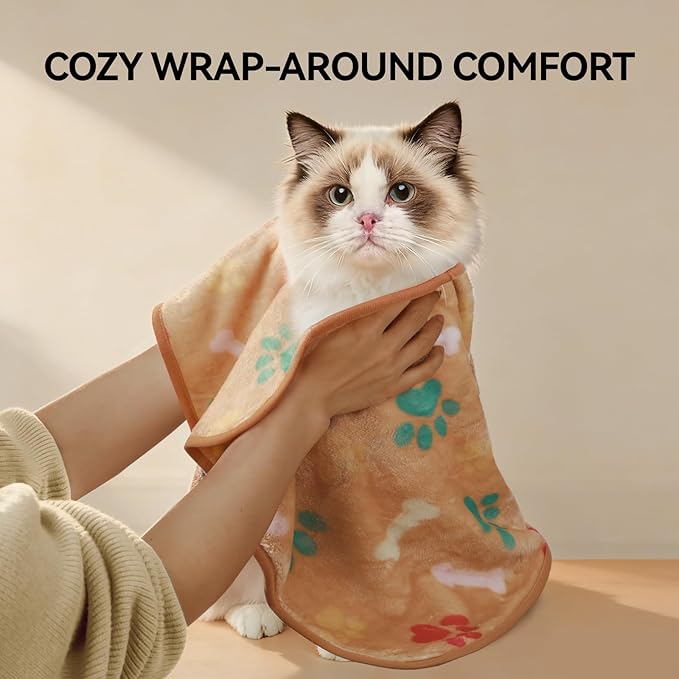 LINENLUX 1 Pack 3 Blankets Super Soft Fluffy Premium Fleece Dog Blankets for Puppy Cat Pet Blanket Flannel Throw Warm Sleep Bones and Claws 23x16 inches