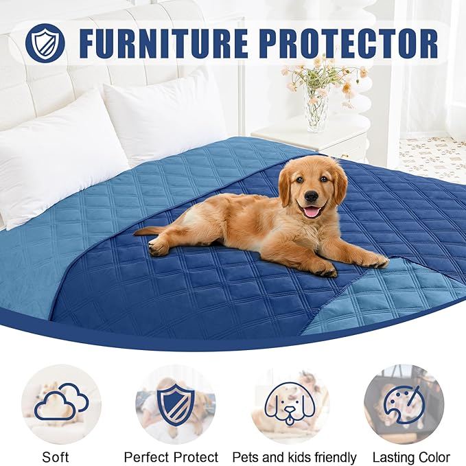 Smiry Waterproof Dog Bed Cover Blanket 40x50, Soft Reversible Pet Blanket, Washable Leakproof Cats Dogs Couch Cover for Sofa, Couch, Furniture, Navy/Blue
