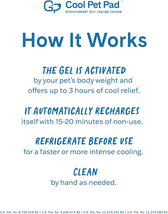 The Green Pet Shop Cool Pet Pad - Extra Large, Blue - Self-Cooling, Pressure Activated Mat for Dogs & Cats from 80+ lbs - Non-Toxic Gel, No Water Needed