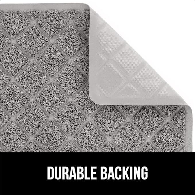GORILLA GRIP Cat Litter Box Mat, 32x32, Water Resistant, US Designed Kitty Litter Trapping Mats, Easy to Clean, Scatter Control, Less Mess and Clean Floors, Kitten Supplies for Indoor Cats, Grey