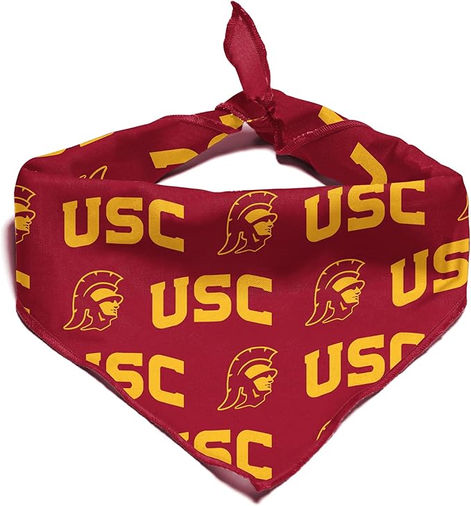 USC Trojans Officially Licensed Bandana for Dogs and Cats | Fits Pets Great Gift Idea | Easy-to-Tie (Large, 28")