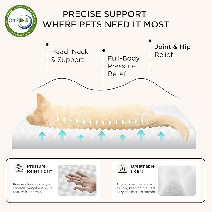 Bedsure Self Warming Dog Beds Large Sized Dog - Comfy Puppy Beds with Removable Washable Cover, Orthopedic Egg Crate Foam Pet Mat, Suitable for Pet Up to 65 lbs