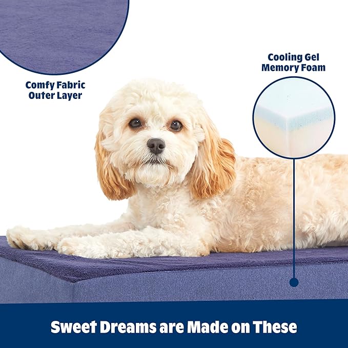 Barkbox Orthopedic Dog Bed with Memory Foam, Premium Comfort for Dogs and Puppies, Dog Bed for Joint Relief and Restful Sleep, Durable and Easy to Clean - Navy, Large