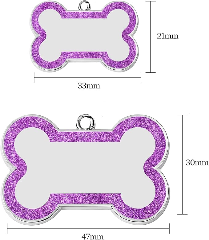 Dog Tags Personalized for Pets Dog Name Tags Personalized Dog Tag Engraved with Any Name & Text Custom Dog ID Tags Glitter Bone ID Tag for Puppy Cat (Pink S, Bone)