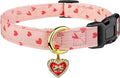 Cotton Handmade Dog Collar Cute and Distinctive Patterns Pink Heart with Pendant for Girl Boy Dogs Collars L