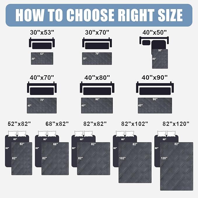 Smiry Waterproof Dog Bed Cover Blanket 52x82, Soft Reversible Pet Blanket, Washable Leakproof Cats Dogs Couch Cover for Sofa, Couch, Furniture, Dark Grey/Dark Grey