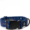 Lucy & Co. Space Doodle Dog Collar - Durable Lightweight Designer Collar for Pets - Adjustable Metal Safety Buckle - Navy Outerspace Icons - Large