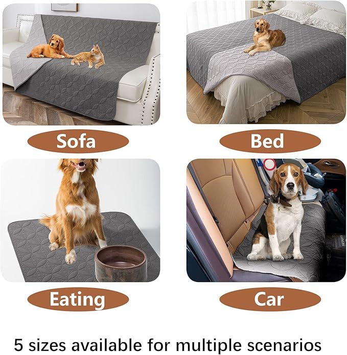 Waterproof Dog Blanket, 82x102 inches Pet Couch Covers for Sofa, Bed Furniture Protector from Dogs Washable and Reversible-Lightgrey+Darkgrey