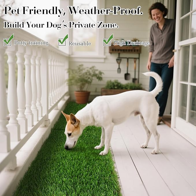 XLX TURF Interlocking Fake Grass Tiles for Dogs Potty - Pets Friendly Artificial Grass for Dog Kennel Outdoor Patio Balcony & Home Decor - 12"x12" 12 Pack