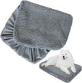 Dog Bed Covers 2 Pack Soft Plush Replacement Washable, Waterproof Pet Mattress Bed Liner Grey 44x35 Inches, for Dog/Cat, Cover Only