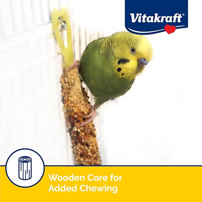 Vitakraft Crunch Sticks Parakeet Treat - Pet Bird Treat Toy - Long-Lasting Chewing Fun (Sesame & Banana)
